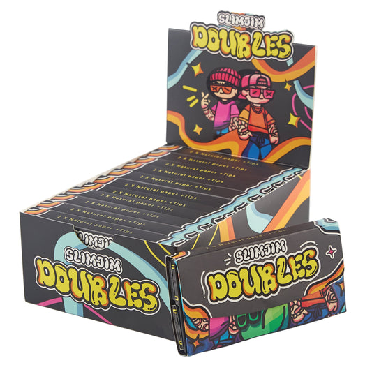 Slimjim – Doubles King Size Papers + Tips & Tray ( Box of 12)