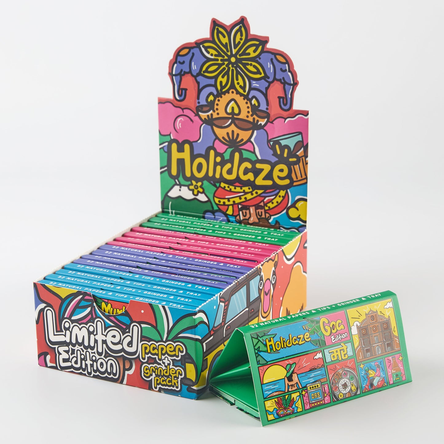 Holidaze (Ind) - King Size Papers + Tips & Grinder + Tray Pack (16 Packs/Box)