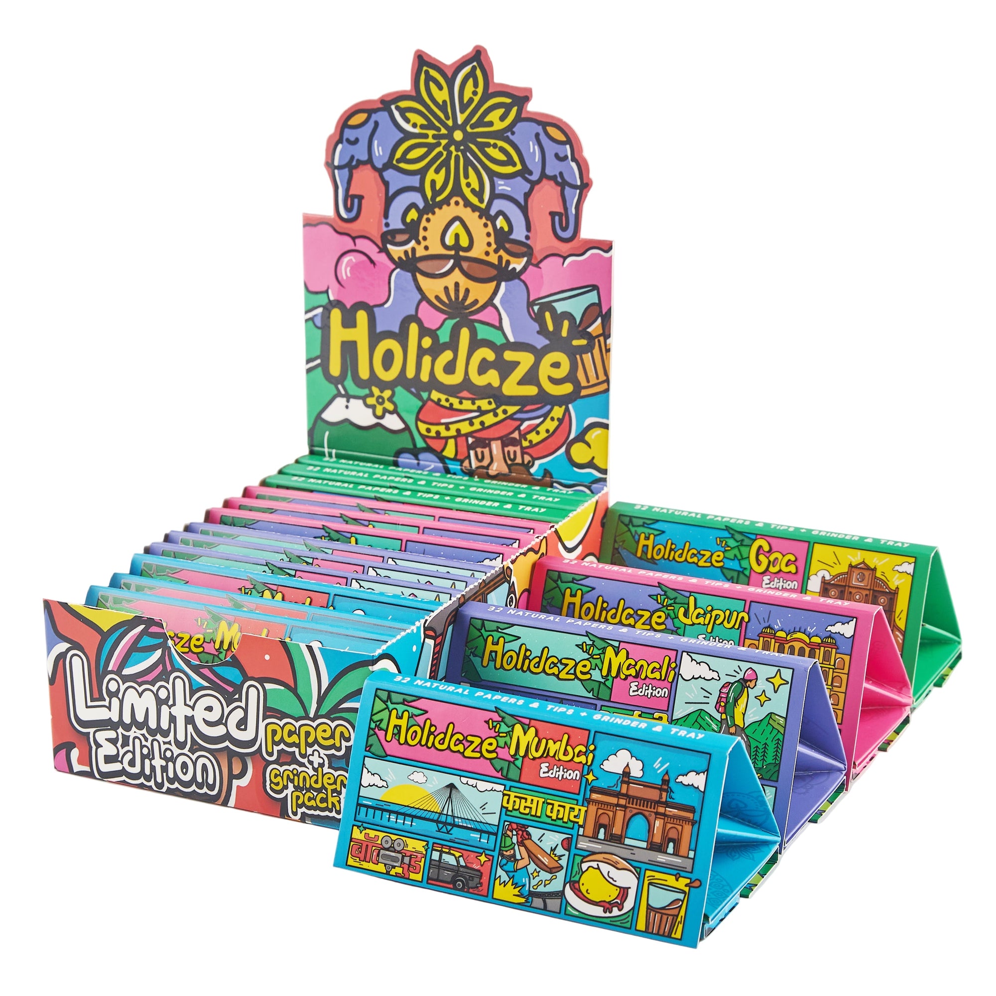 Holidaze (Ind) - King Size Papers + Tips & Grinder + Tray Pack (16 Packs/Box)