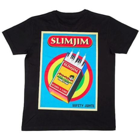 Back side of Slimjim Safety Doobie T-shirt