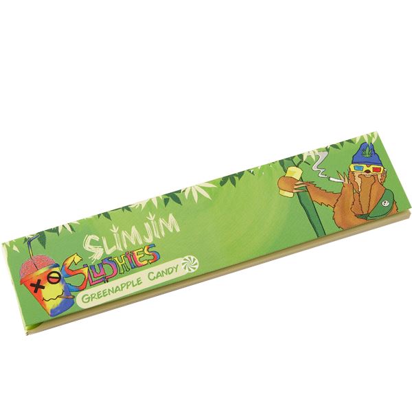 Front of Slimjim Slushies Green Apple Candy Flavoured King Sized Rolling Paper