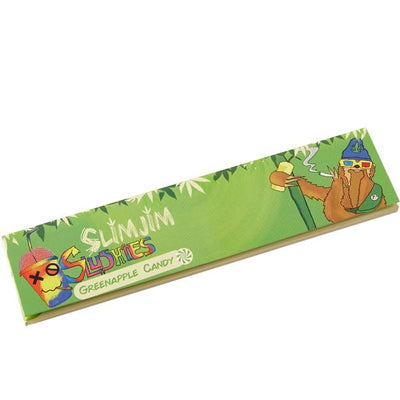 Front of Slimjim Slushies Green Apple Candy Flavoured King Sized Rolling Paper