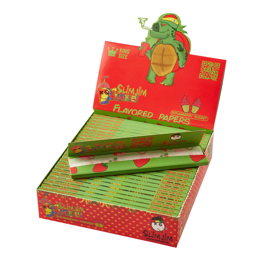 Box case of Slimjim Slushies Strawberry Sorbet King Sized Rolling Paper