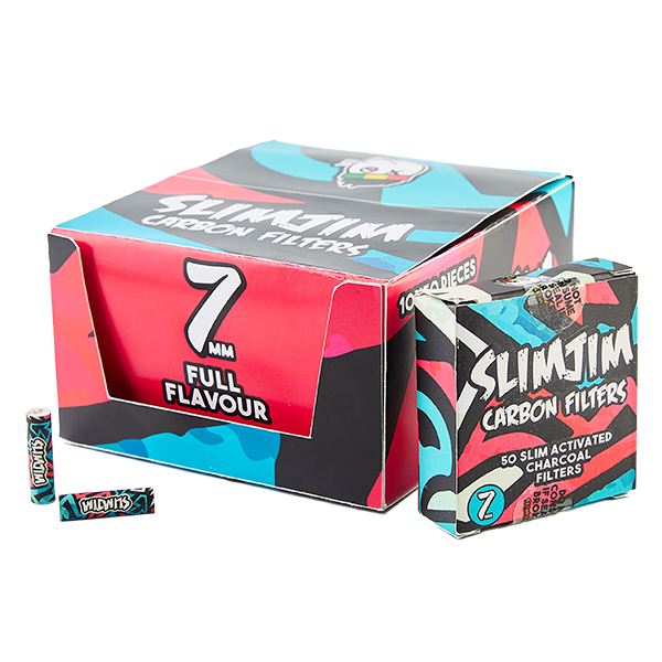 Box case of Slimjim Active Charcoal Aztec Filters 50 pack
